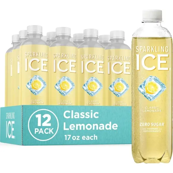 Classic Lemonade Sparkling Water, Zero Sugar Flavored Water, with Vitamins and Antioxidants, Low Calorie Beverage, 17 oz Bottles (Pack of 12)