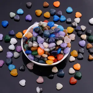 natural natural 30 Pcs Random color Assorted Quartz Crystal Hearts - Pocket Size Rose Quartz Specimens for Carving, Garden, Fish Tank, Room Decor, Aesthetic Party Decorations, Christmas Gifts