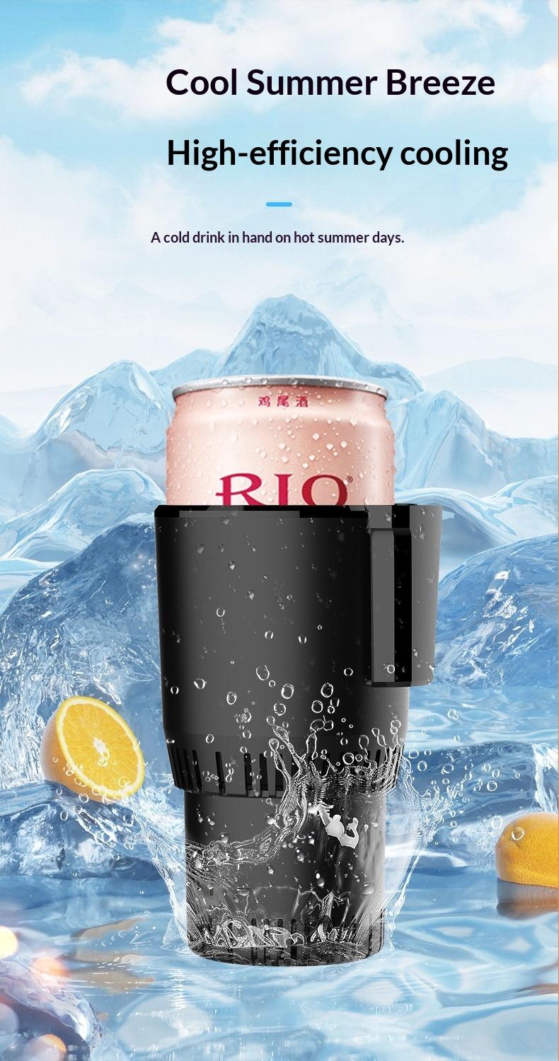 Recent smart temperature-controlled cup with TEC cooling and heating technology. Cools in 15 mins to 2-7°C, heats in 8 mins to 58-70°C. Portable, quiet, compatible with various containers. Ideal for car, office, home, and outdoor use.