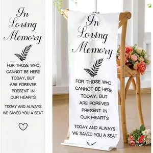 Memorial Wedding Chair Sign, Ceremony & Wedding Memorial Marker, Linen Material Decorative Item, 14x49 Inches, Reserved Seat Decoration