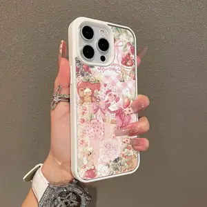 Magnetic Stylish Strawberry Shortcake Art Aesthetic Casing for iPhone 11-17 (12,13,14,15 Plus,16,17 Pro Max) - Shockproof, Lightweight Silicone, Scratch-Resistant Girly Smartphone Cellphone Handheld Accessories