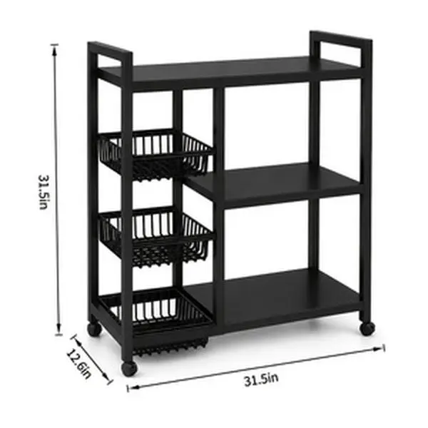 1pc Movable Storage Rack, Adjustable Kitchen Shelf with Baskets, Kitchen Organizer And Storage, Metal Shelf Rack with Wheels, Suitable for Garage, Pantry, Bathroom, Closet, Warm House Gift, New Home, Standing Shelf, Utility Racks