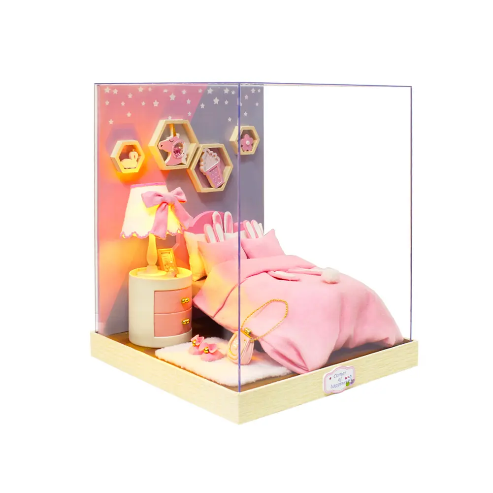 3D Miniature Dollhouse DIY Craft Kit,Dollhouse Furniture Kit,Doll Houses for Miniature Things Lovers, Living Room Tabletop Bookshelf Decor, Holiday Gift for Christmas Thanksgiving Birthdays (Tools, Glue, Batteries Not Included)
