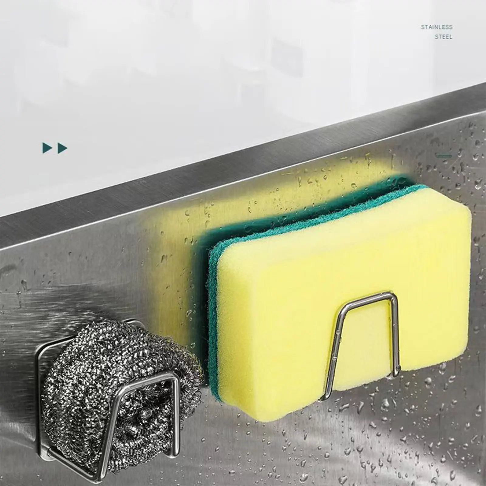 Sponge Holders for Kitchen Sink Adhesive Sponge Holder Sink Caddy Stainless Steel Rust Proof Waterproof, Quick Drying