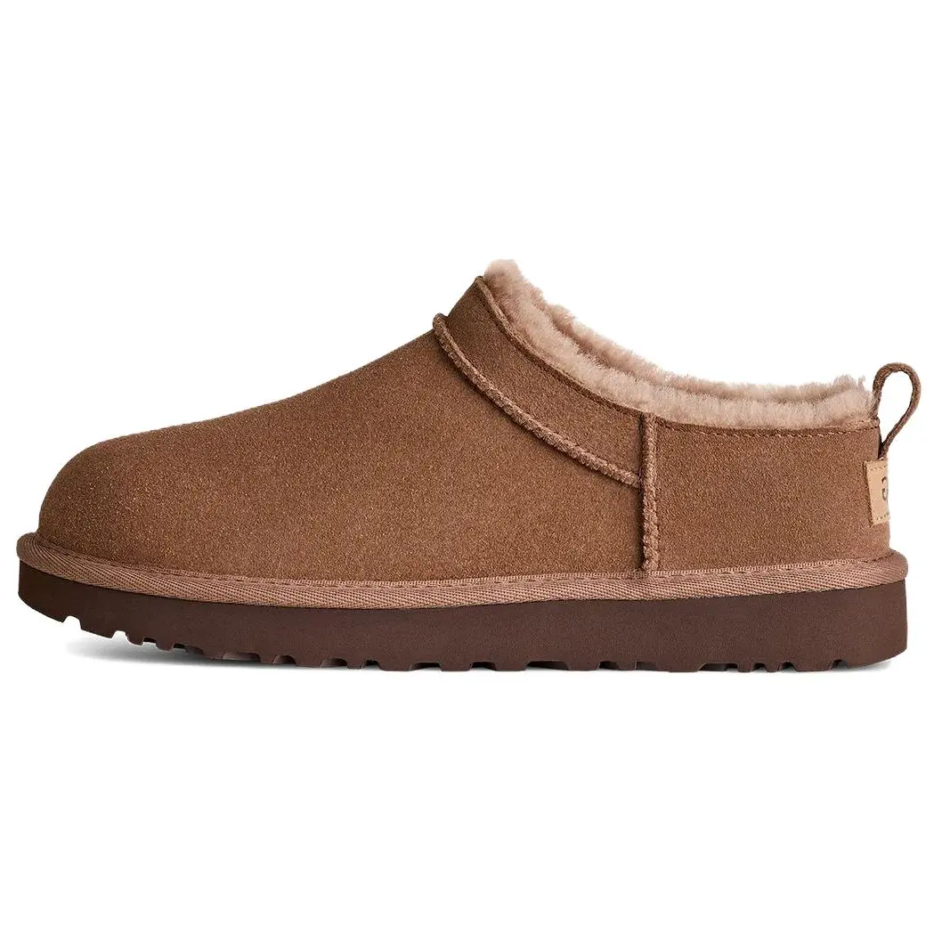 UGG Women's Classic Micro Sheepskin Boot, Short Ankle Style with Cozy Warmth for Fall & Winter in Rocky Oak Brown - Runs Small, Footwear, Short Boot, Multi-Size, Warm & Comfy, Cozy Boot