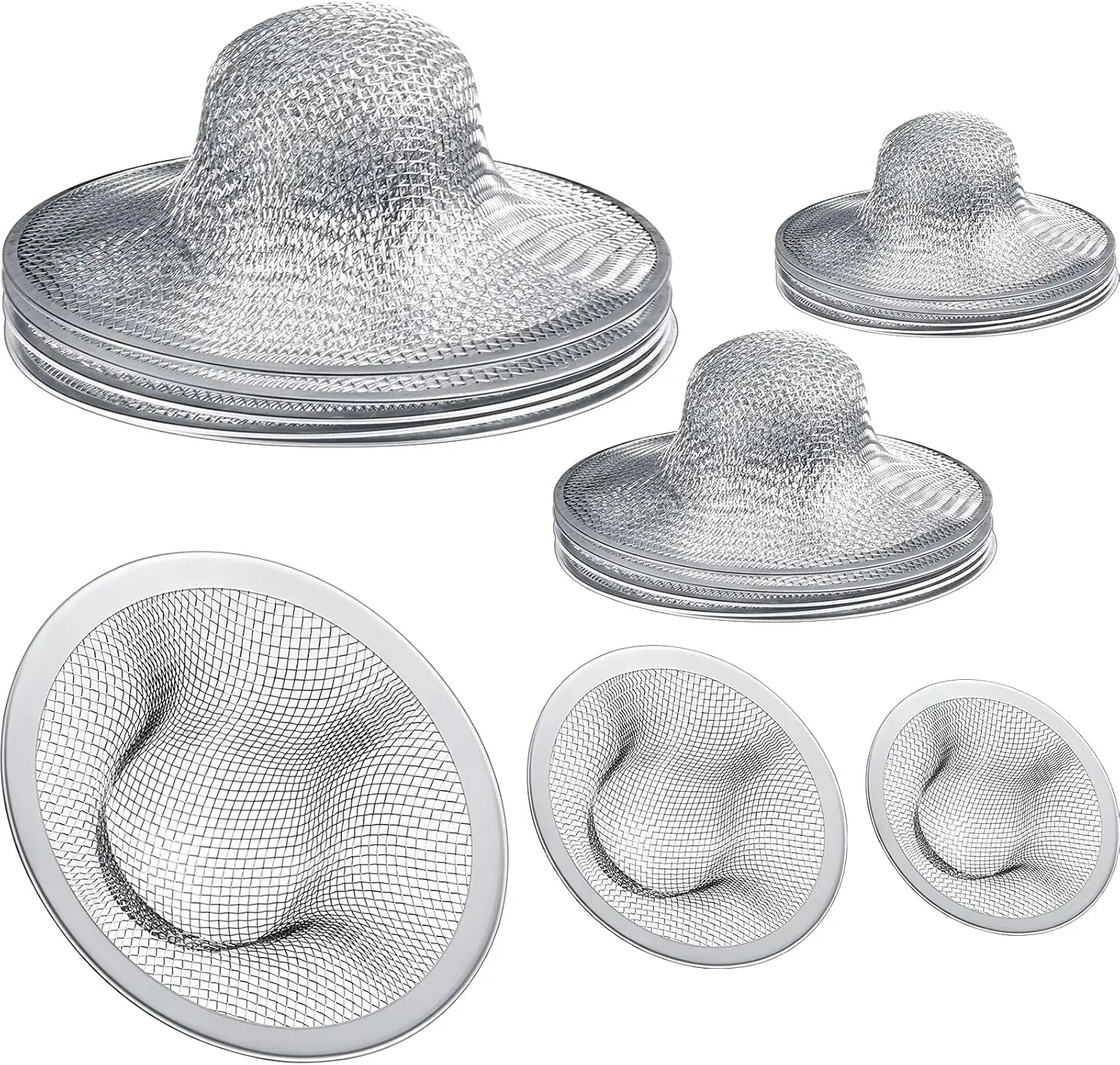 12 Pcs Stainless Steel Sink Strainer Filters, 4.5/2.75/2.25 in Drain Screens for Kitchen, Bathroom, Bathtub Drainage, Filter