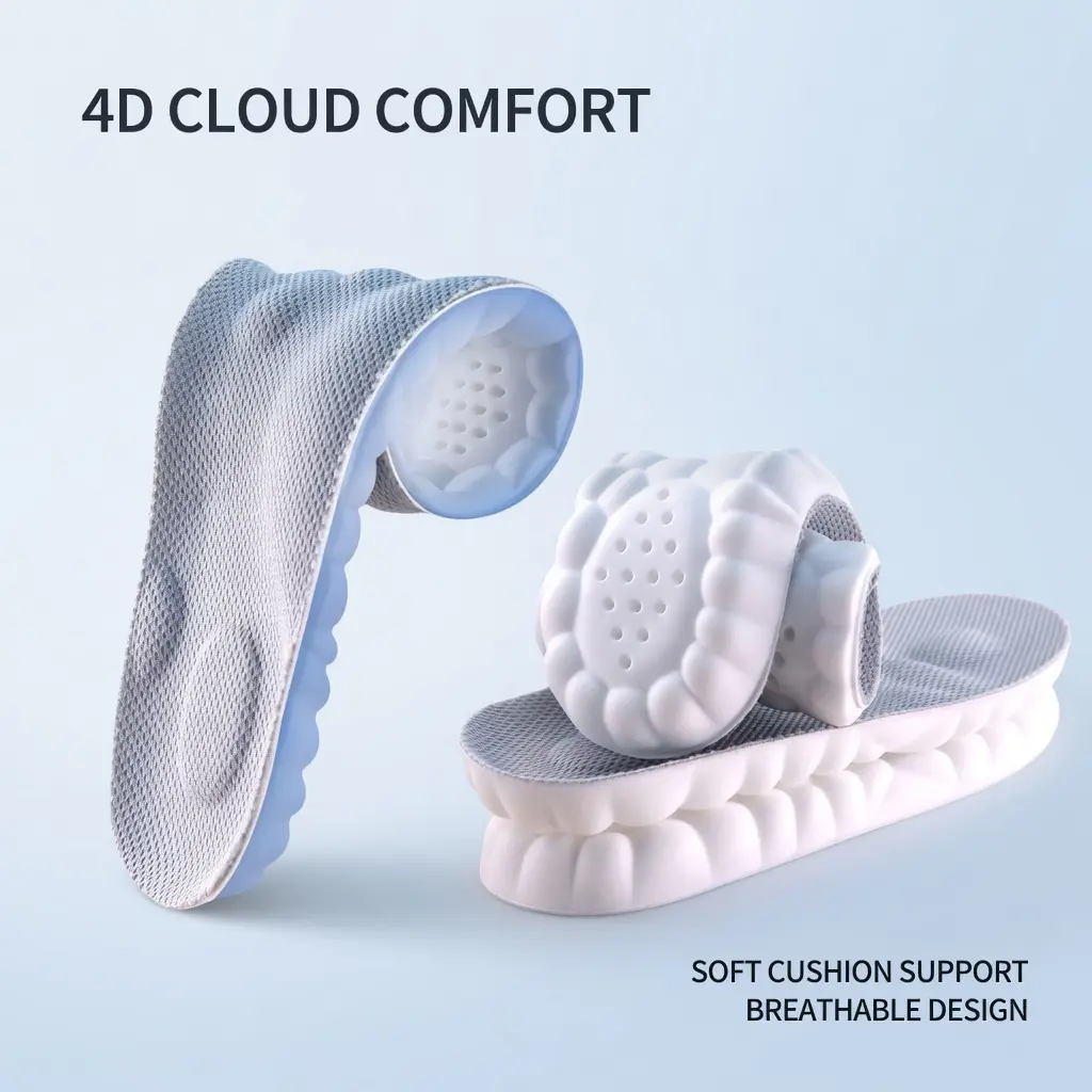 Unisex 4D Cloud Insoles, Lightweight Anti-Fatigue Support Shoe Inserts with Ultra-Soft Shock-Absorption, Breathable Massage Design for ft Pain Relief in Standing Work Shoes (Party Gift ,Free Ship)