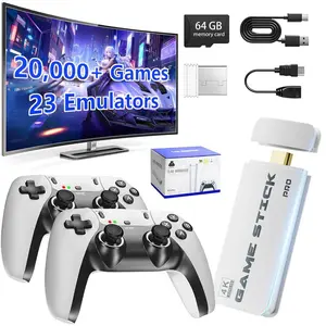 Retro game console with over 20,000 classic games built-in, 23 emulators, 4K HDMI output, 2 wireless controllers, supports 64GB SD cards, plug-and-play portable TV game system, suitable for birthday gifts, children, adults, and family TV games.