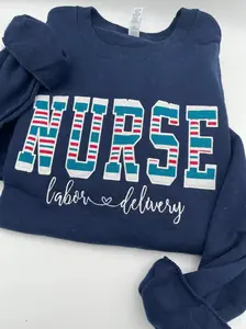 Nurse sweatshirt from baby hospital swaddle Blanket-  RN labor delivery  Licensed Practical, CNA,  - Fabric Keepsake Sweatshirts - Applique
