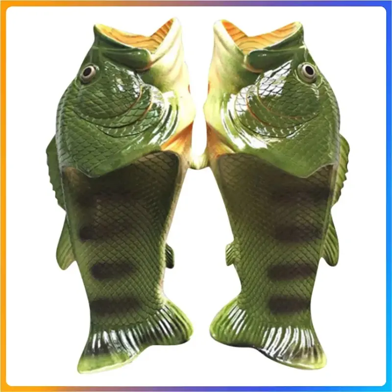 2025 Funny Slippers For Women Couple Shoes Family Shoes Parent-Child Sandals Large Size 32-46 Summer Beach Shoes Fish Slippers