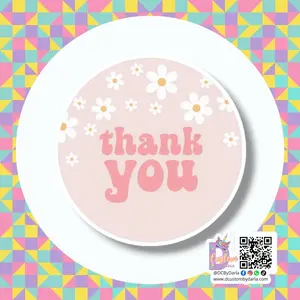 Pink Daisy 1.5in sticker (12pcs)