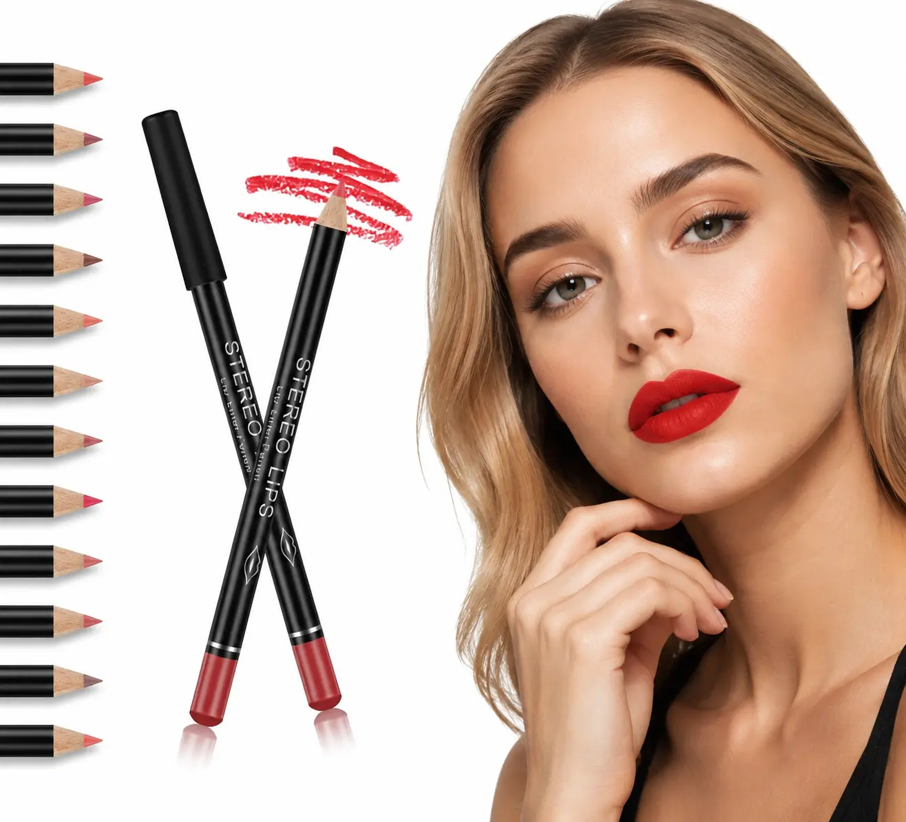 Multi-color Matte Lip Liner Pencil Set, Waterproof Long Lasting No Smudge Nude Lip Definer, Daily Natural Lip Makeup Collection Eyeliner Lipliner Cosmetic delineador