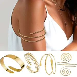 4 Pack Simple Swirl Upper Arm Cuff Bracelets Adjustable Armbands for Women and Girls Fashion Accessories silver  bicep  cuff