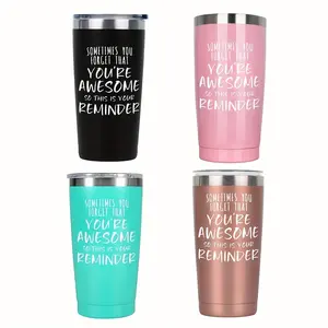 20oz Stainless Steel Tumbler with Inspirational Quote - Birthday, Christmas, Anniversary Gifts for Women, Men, Friends, Coworkers - Non-Slip Cup in Black, Pink, Teal, Rose Golden -, Leakproof Travel Mug for Home, Office, Gym - Keeps Drinks Hot/Cold
