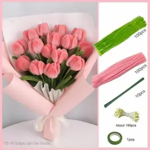 410pcs Twisty Sticks Craft Kit, DIY Flower Bouquet Materials, Mother's Day Gift, Eternal Flowers Set, Graduation Gift, Decorative Flowers