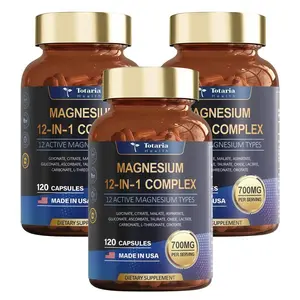 3x 12-in-1 Magnesium Complex 700mg - Supplement with Glycinate Citrate Malate Oxide Taurate Aspartate Orotate, Vegan Capsules for Muscle, Heart, and Relaxation Support