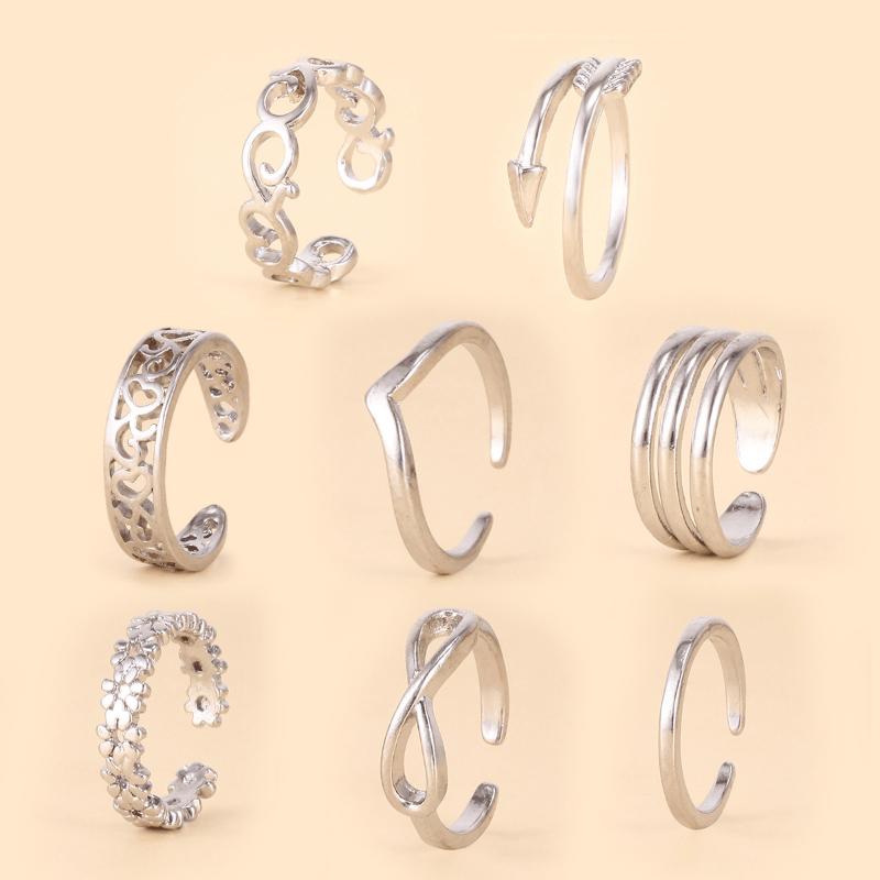 8PCS Adjustable Toe Rings for Women Open Toe Ring Knot Toe Ring Summer Beach Foot Jewelry