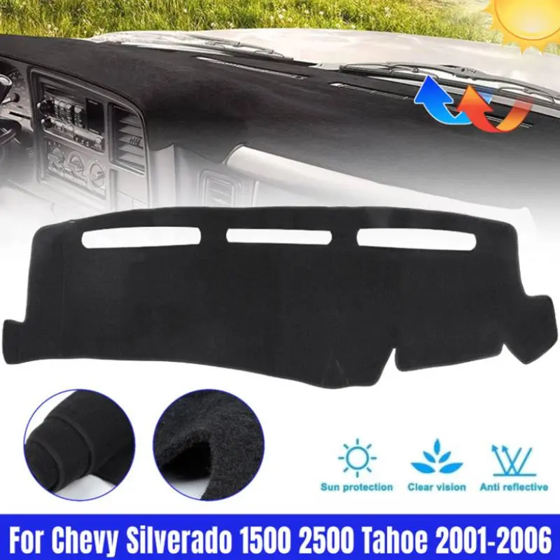 【Stock Up Deals】Dashboard Mat for 1999-2006 Chevy Silverado Gmc Sierra 1500 2500 3500 Dashboard Cover, 2000-2006 GMC Yukon/Yukon XL/Chevy Suburban Tahoe Avalanche,Dashboard Pad Carpe,Sunscreen, heat insulation, anti glare, reflective protection dashboard