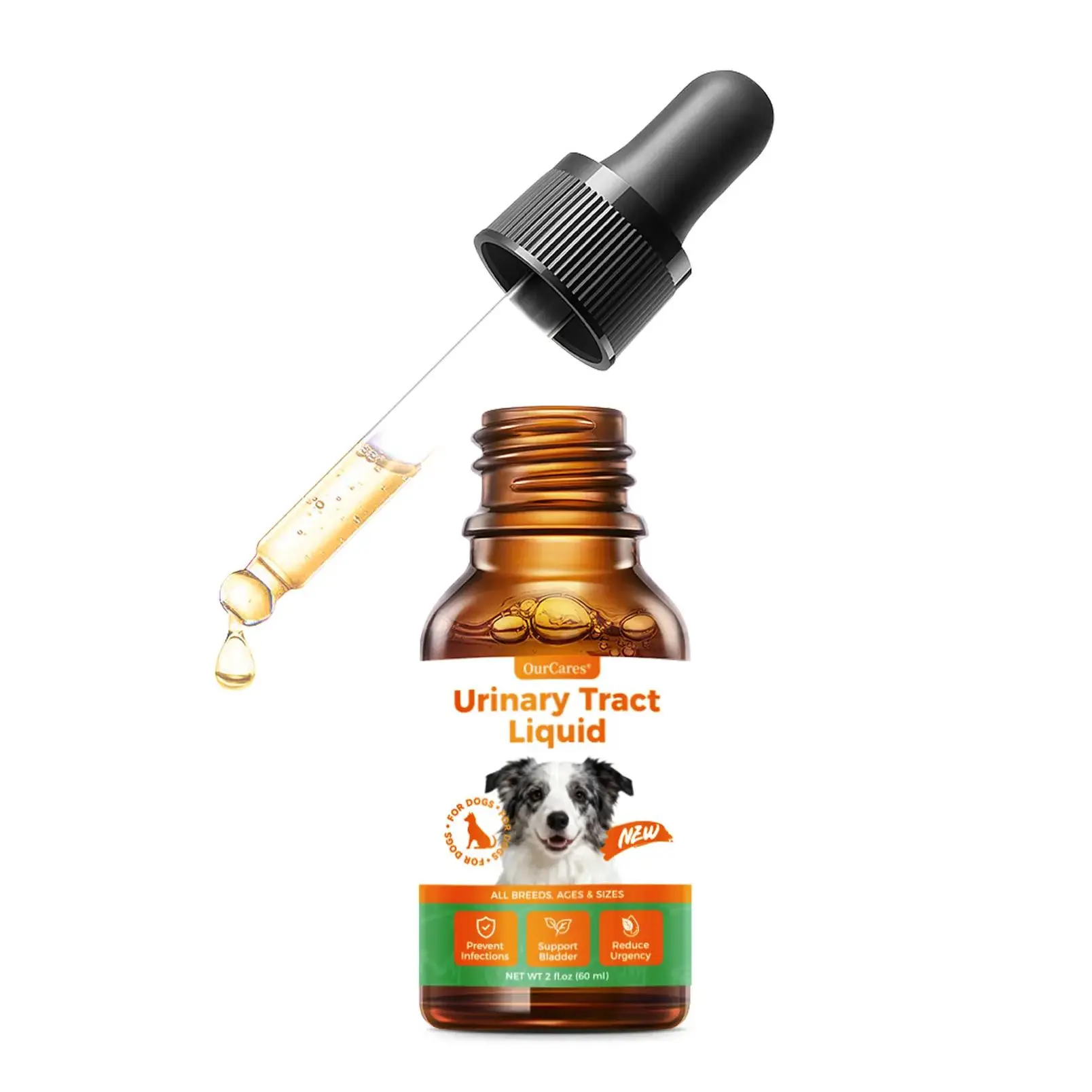 OURCARES Dog Urinary Care Drops - Natural Cranberry Syrups Supplement, 2 fl oz (60 ml) Bottle, Easy to Use, Feed Directly or Mix Into Food