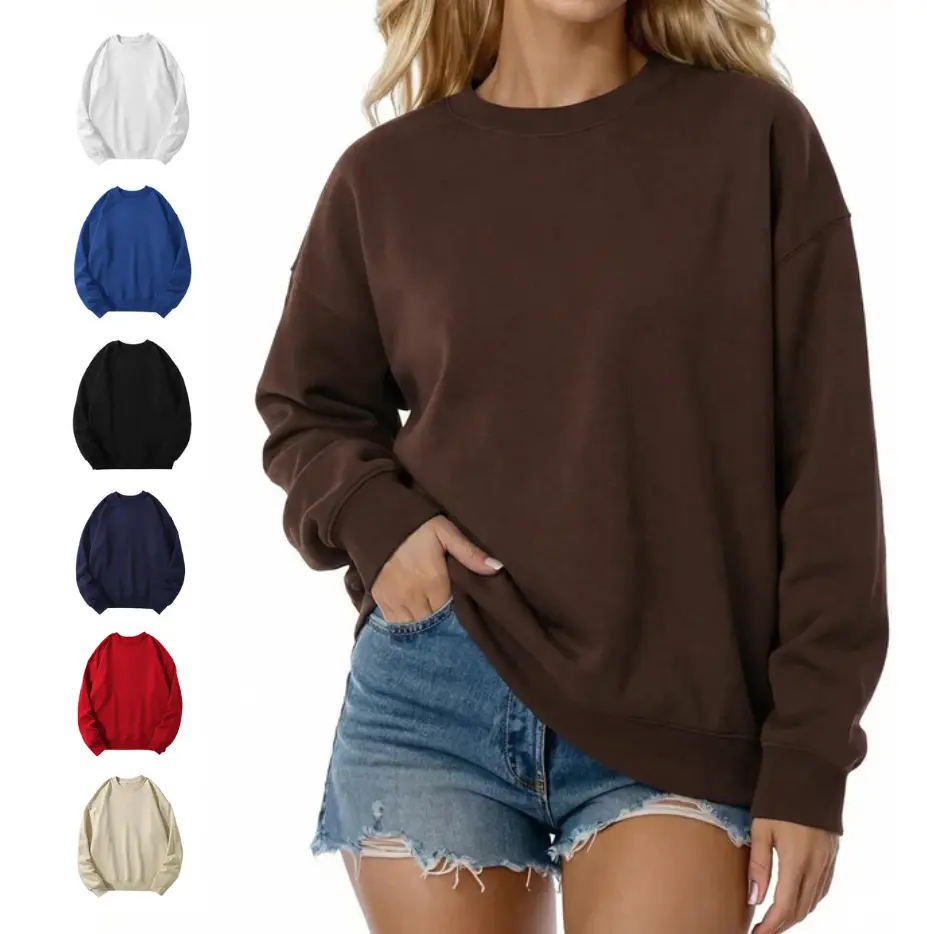 Men's Basic Casual Oversized Fleece Sweatshirt - Unisex Loose Cotton Blend Longsleeves Pullover with Round Neck for Comfy Everyday Wear (Jeans Pairing Compatible), Cute, New Year, Fitted, Tops, Soft, Street, Plain, Pull On, Oversized Vibes