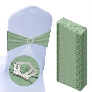 20 Pcs Stretch Chair Sashes with Crown Chair Sashes with Buckle Slider Wedding Elastic Cover for Party Bridal Baby Shower Ceremony Reception Banquet(Various colours)
