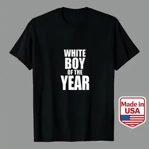 Bold White Text Design Featuring White Boy Of The Year Statement Perfect For Everyday Wear And Seasonal Events Men’s Casual Graphic Tees | 100% Premium Cotton | Unisex T-Shirt graphic tees 90s good funny tee Casablanca Patterned Blue cookies clothes