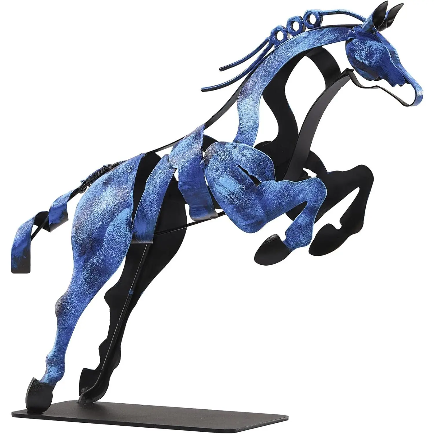 MULANGEEGLE Hand-Painted Metal Horse Statue - Animal Theme Sculpture with Unique Craftsmanship, Rich Colors Indoor Home Decor for Horse Lovers, Indoor Display Gift