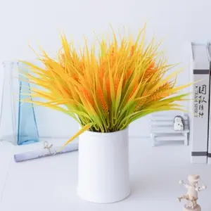 8 Pcs Artificial Wheat & Rice Stems, Fake Wheat Grass Bouquet, Farmhouse Style Faux Wheat Rice for DIY Home Decor, Wedding, Harvest, Easter