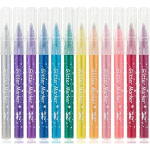 - Glitter Marker s, 12 Pack, Assorted Colors, Medium Tip,  High-Pigment Water-Based Ink, Smooth & Quick-Dry for Crafts, Coloring, Journaling, Doodling, Cards & Creative Art Projects