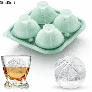 Kitchen Basketball 4-Chamber Silicone Ice Cube Tray, Flexible Rubber Mold for Whiskey Cocktails, Unique Novelty Gift for Basketball Fans