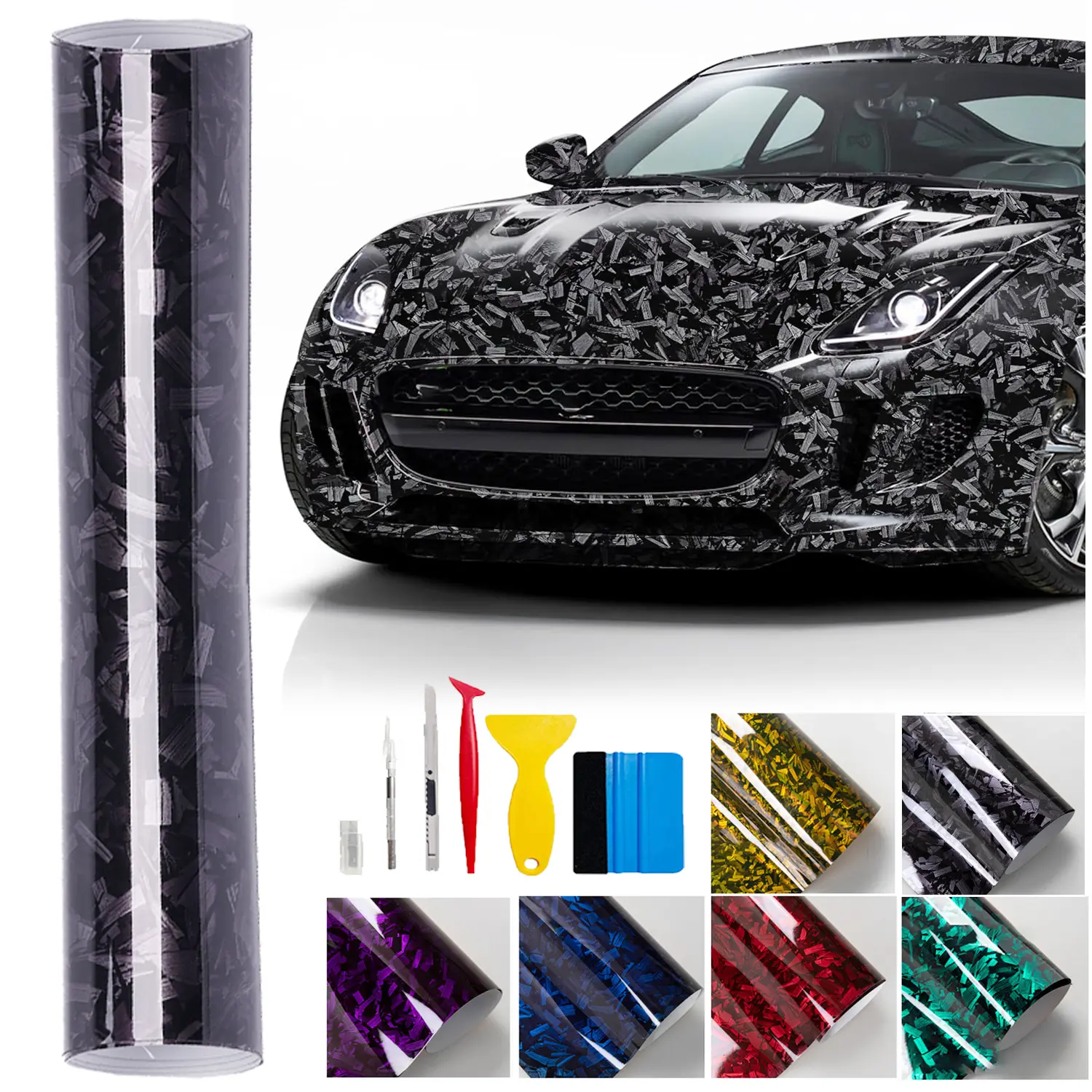 12" x 60" Gloss Forged Carbon Fiber Car Wrap Vinyl Bubble Free Air Release Adhesive Car Wrap Film Roll DIY Decals ( 1 FT x 5 FT)#fathersdaygift