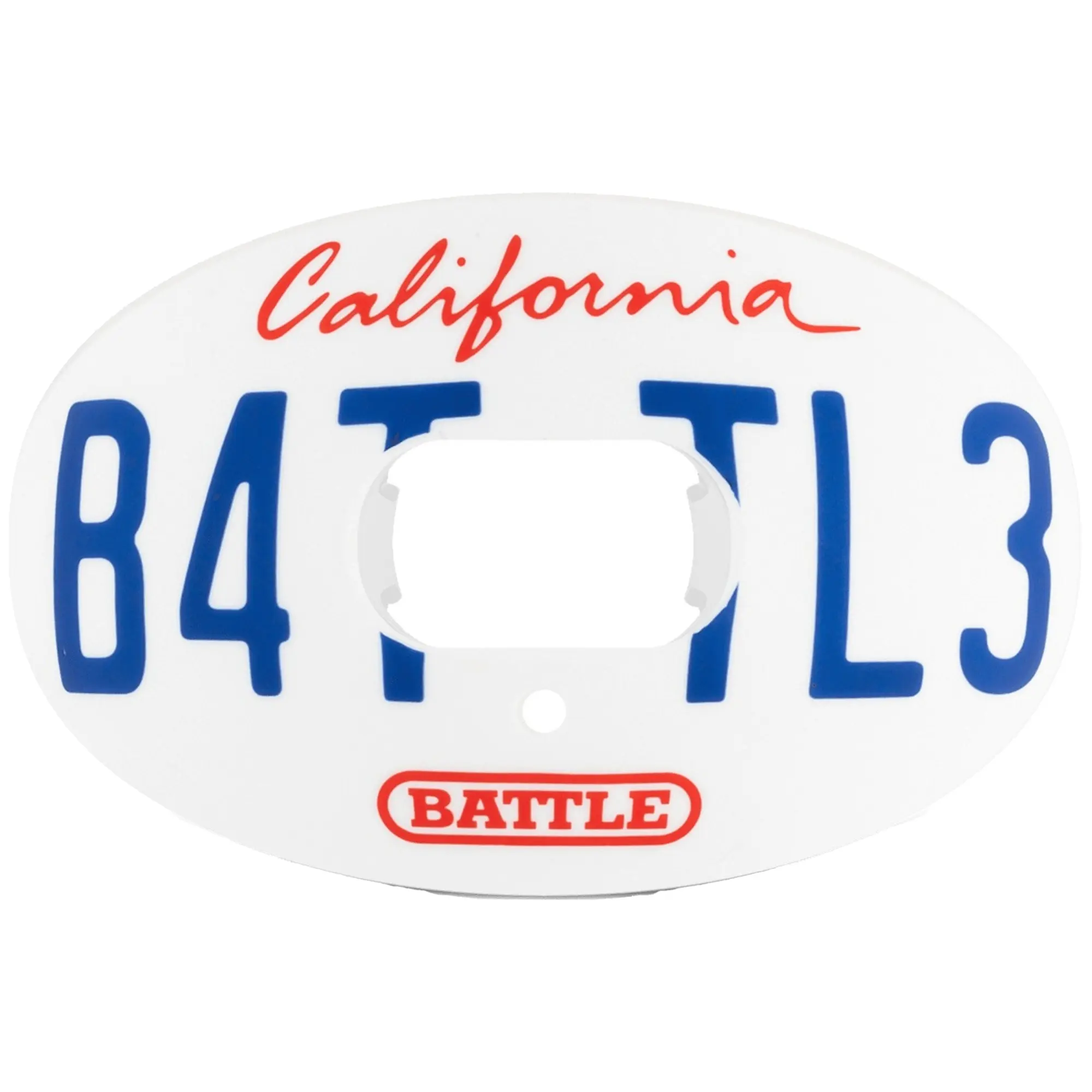 Battle Sports Football Mouthguard - California Plate Oxygen Lip Protector, Advanced Composite, Patented Largest Breathing Hole, No Boiling Required, Attachable Strap, Works with Braces, One Size Fits Most, Superior Airflow, Better Reaction Times, Clearer