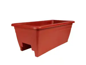 24 in Clay Railing Planter Box with Removable Drain Plugs Lightweight Plastic Outdoor Flower Box Weather Resistant for Railings and Outdoor Spaces