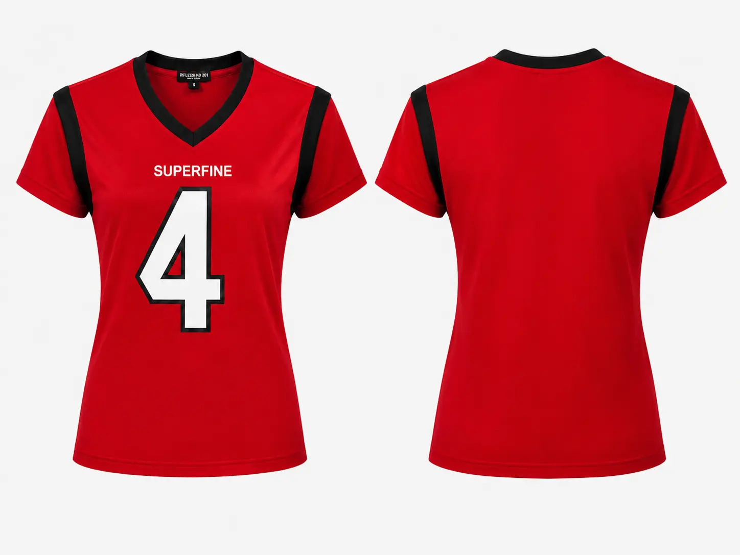 Women’s Red Short Sleeve V-Neck Sports Jersey Top #4