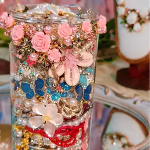 Miya Aesthetic Metal Bands Jewelry Set with Unique Brand-New Container Organizer, Decorative Jar, and Storage Box Accessories