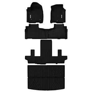 YITAMOTOR Floor Mats & Cargo Mat Fit for 2021-2024 Chevrolet Suburban / 2021-2024 GMC Yukon XL Bucket Seat Seat, TPE All Weather 3 Row Floor Liners and Cargo Liners