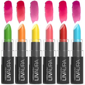 LIVAURA MOODmatcher Long Lasting Lipstick for Women 6 Pack – Color Changing Moisturizing Cream Lipsticks, Smudge Proof Lip Stick, Easy to Apply Lip Makeup, Made in USA