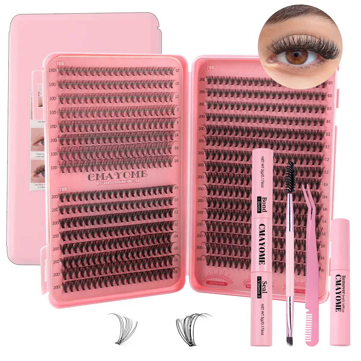 Lashes Lash Clusters Eyelashes Lash Clusters Extensions Kit Eyelash Extension Kit Eye Lashes, Lash Extension Kit Lashes Clusters KitWispy Manga Lashes, Individual Lashes Eyelash Extension Lashes Halloween Makeup 20D30D40D50D, D Curl 9-16mm Mixed Length