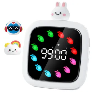 Yunbaoit Digital Visual Timer for Kids, Pomodoro Timer, Rechargeable 99-Minute Silent Countdown Timer with 19 Ringtones, 9 Optional DIY Color Carrot Display, Time Management Tool with Pause Function, Adjustable Timer, Cooking, Kitchen Timer
