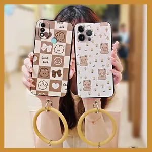 Creative Waterproof Phone Case For MOTO E20 heat dissipation Anti-knock Cute Personality Cartoon Bracelet Youth Dirt-resistant Ring Protective Solid Color Funny Soft Case