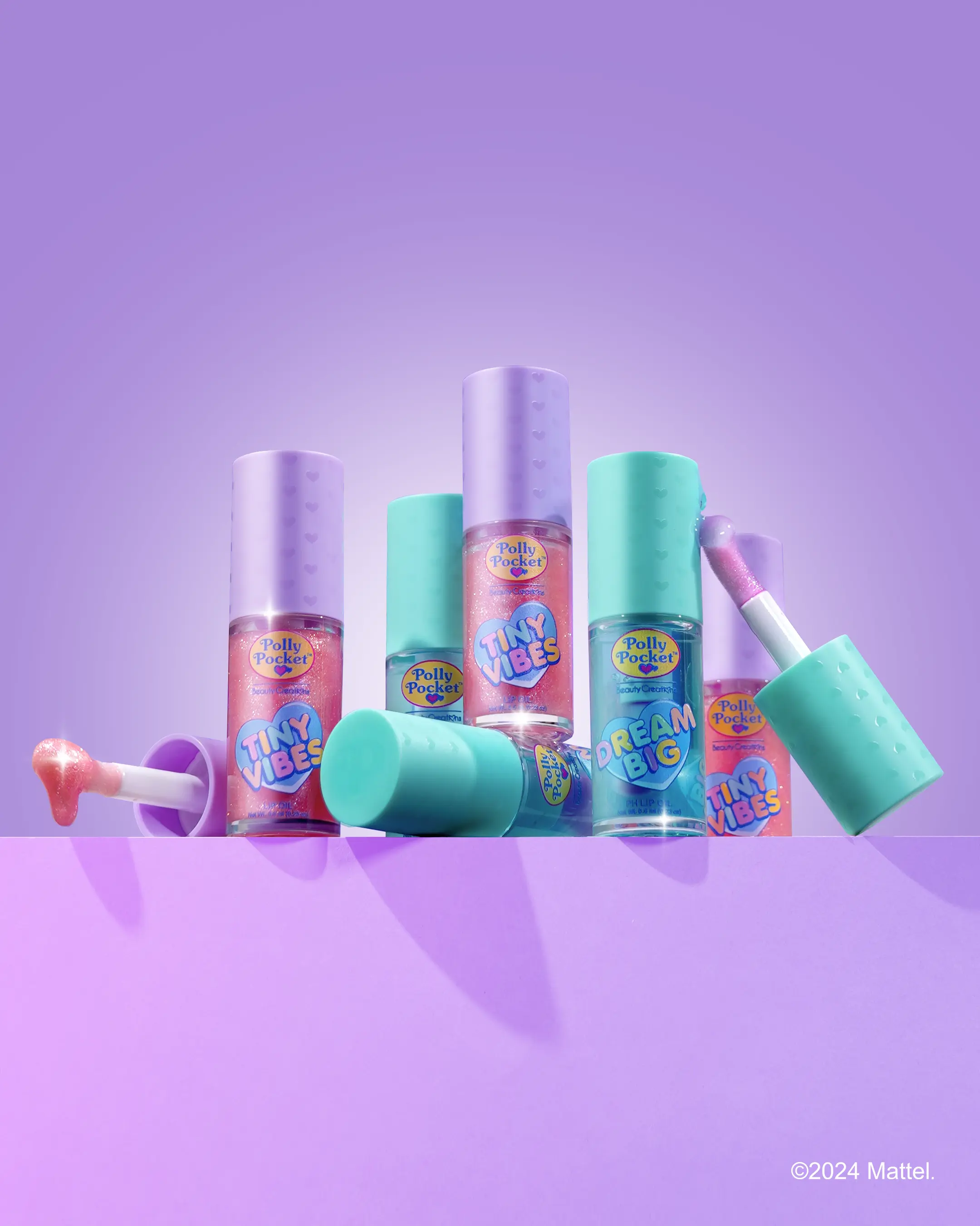 Beauty Creations x Polly Pocket Lip Oil Set, 2-Pack Hydrating Lip Gloss & Moisturizer, Lightweight with PH Color Change, Watermelon & Dragon Fruit Scent, Glossy Lips