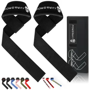Hand Raise Wristband Weightlifting, Gymnastics, Powerlifting, Squats with Padding, Rubber Material, 18 Inch Cotton Line, Lifting Wrist Straps