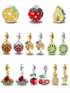 1PC New Original Fruit Series Cherry Strawberry Pineapple Watermelon Orange Kiwi Avocado Bead Pendant Stylish Playful Charm Thanksgiving Christmas Beads and Pendant Designer Bracelet Making DIY Gift Ladies Daily Wear for Women as Gift Special Choice