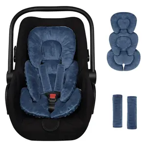 Infant Car Seat Insert Head and Body Support, Reversible Newborn Insert for Carseat with Strap Pads, Soft Stroller Cushion Pillow Insert for Boys and Girls, Fits for Stroller, Swing, Blue