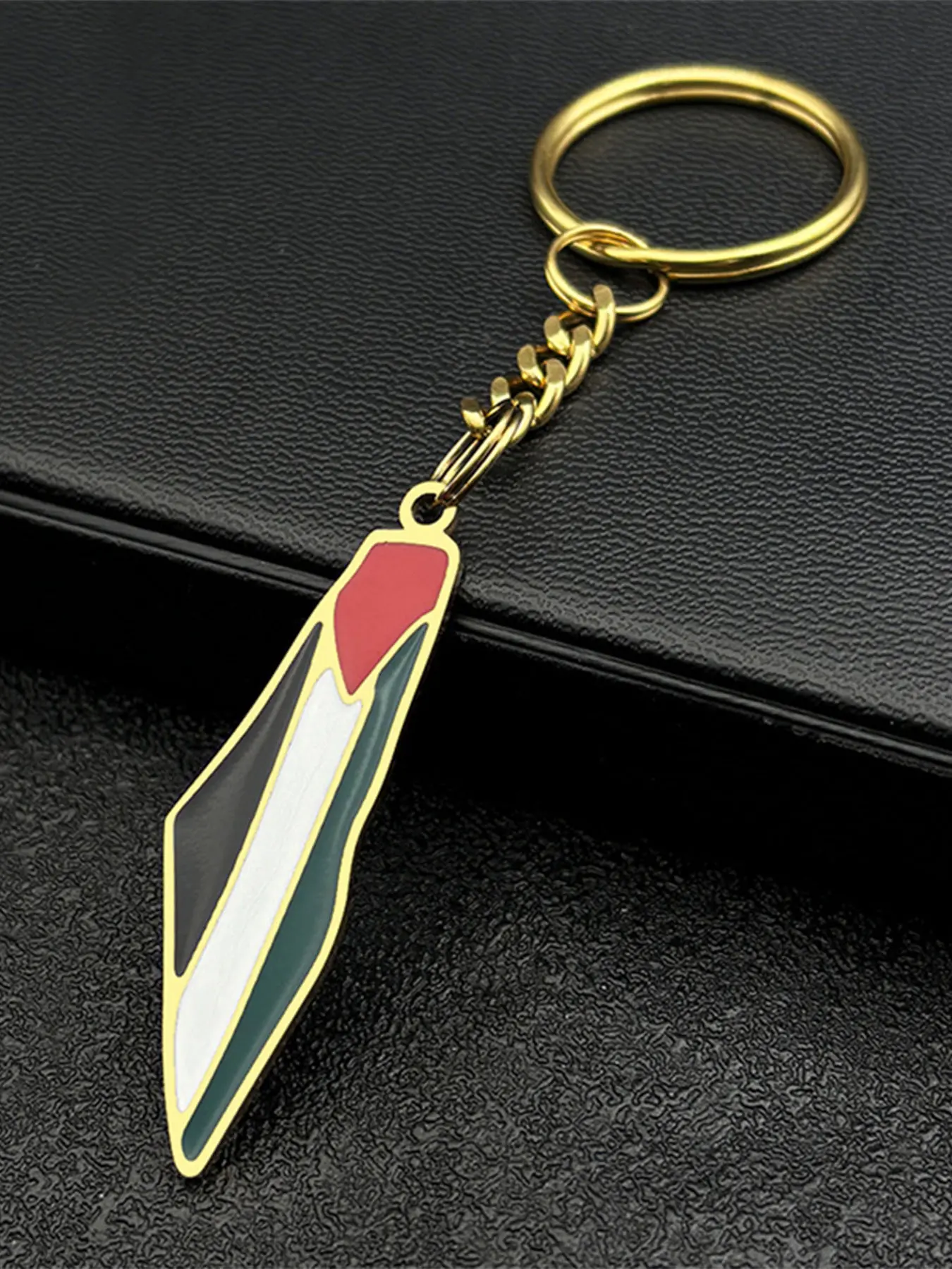 Palestine Map Pendant Keychain for Women Men Stylish Keychain Stainless Steel Gold Color Palestine Flag Map Key Ring Vintage Amulet Charismatic Keychain