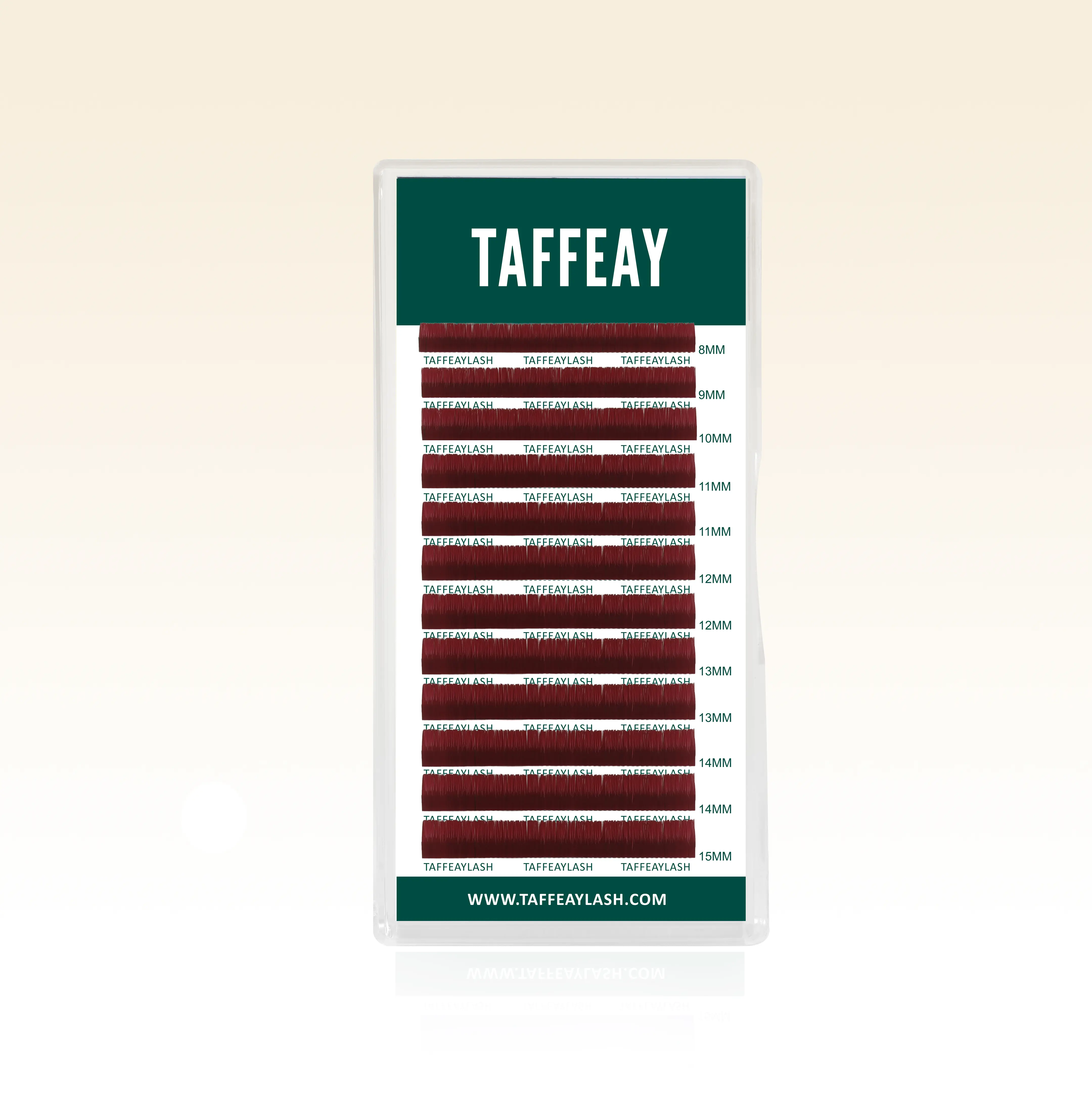 TAFFEAY Colored Eyelash Extensions, Vivid Dark Red Tray Set, Fade-Resistant Finish for Dimensional Styles, 8-15mm Mixed Length for Lash Artists