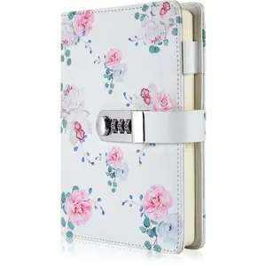 ARRLSDB A5 Creative Password Lock Diary, PU Leather Journal with Combination Lock Password Notebook Locking Personal Diary (Style 2) No Brand