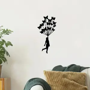 1pc Butterfly Theme Decor - Graceful Wall Art Decorations for Indoor Living Room, Black Classic with Metal Wall Hanging