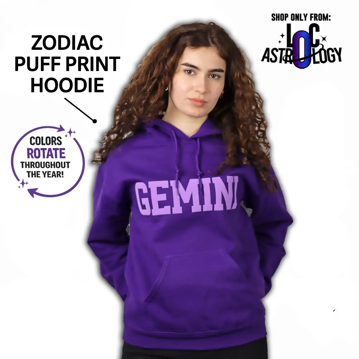 Hoodie: Zodiac and Astrology Puff Print Unisex Hoodie, Choose Your Color Hoodie Style