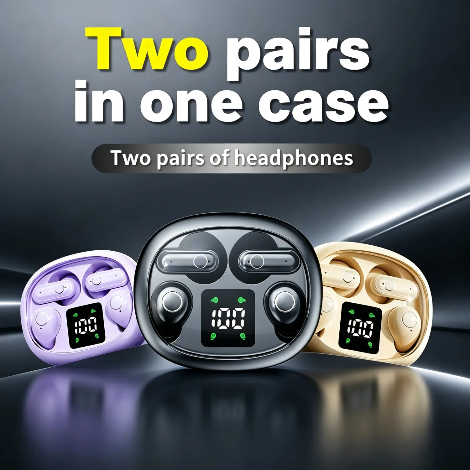FLUFFDRIP SK35 True Wireless Bluetooth Earbuds - Built-in Batteries, Smart Touch & Charging Case Button Control, Digital Audio Mini Transparent Invisible Short-Stem In-Ear Headphones, Dual-Pair Pack for Sleep & Sports, True Wireless Earbuds, Invisible Ear